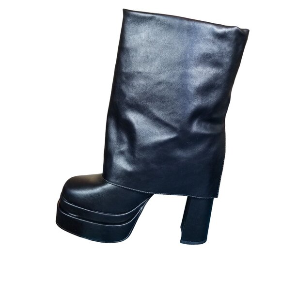 Black western Azalea Wang Baby Platform square toe Boots size 10 - Picture 3 of 10